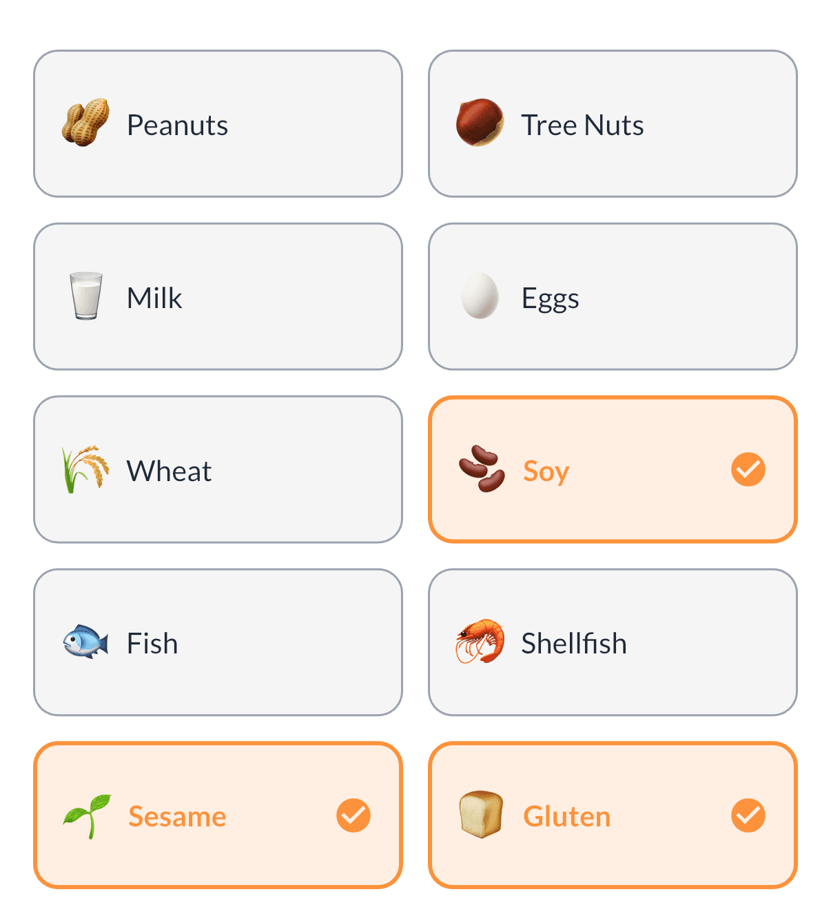 Allergy-Aware Logging screen