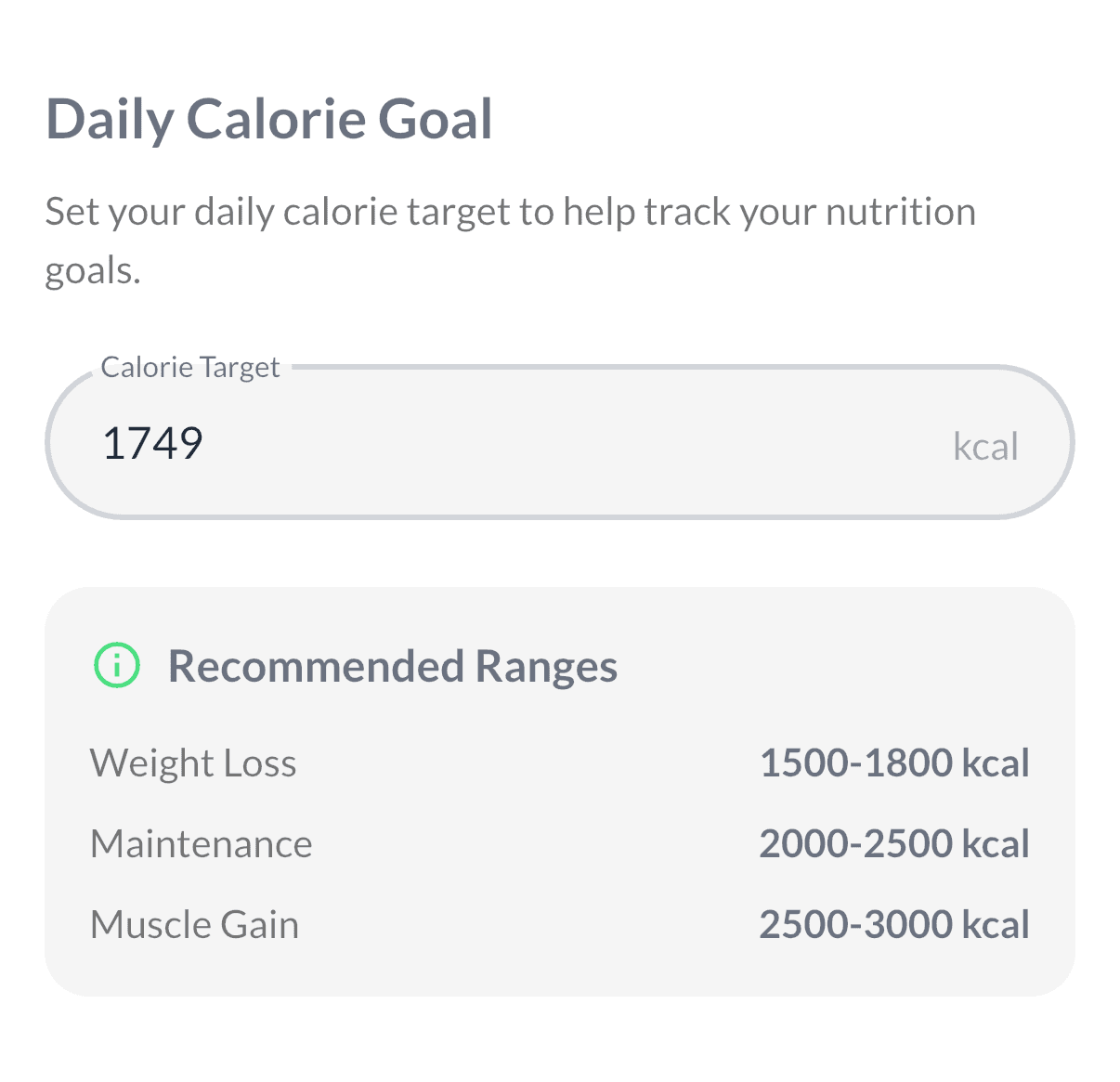 Adaptive Calorie Targets screen