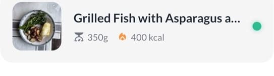 Saved meal row for grilled fish with asparagus, 350 g, 400 kcal